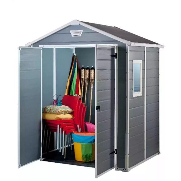 Keter 6′ x 5′ Manor Plastic Garden Storage Shed – Grey