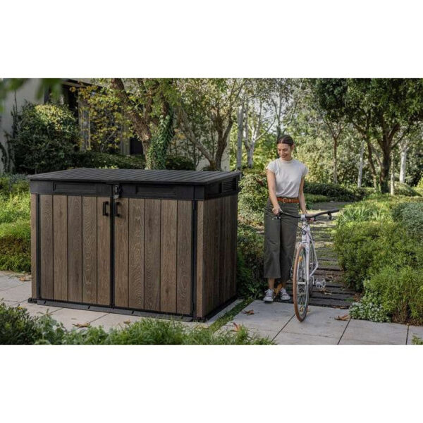 Keter 6′ x 3′ Walnut Signature Horizontal Plastic Shed – Walnut Woodlook