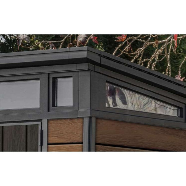 Keter 7′ x 7′ Walnut Signature Pent Plastic Shed – Walnut Woodlook