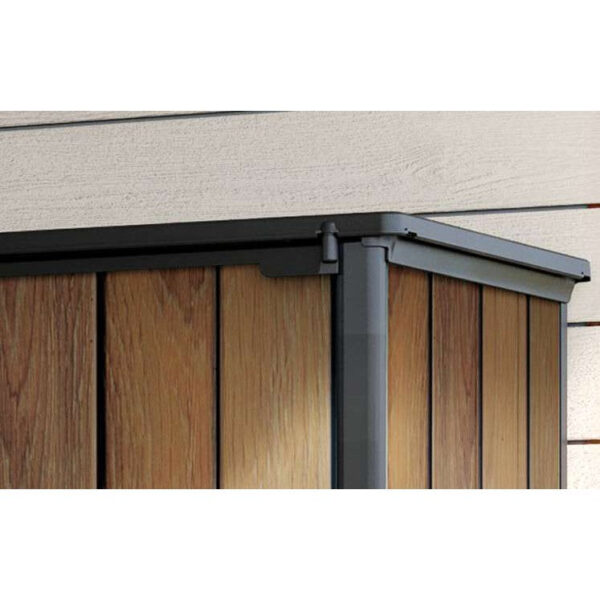 Keter 4.5′ x 2′ Walnut Signature Heavy Duty Vertical Plastic Garden Shed with Shelves – Walnut