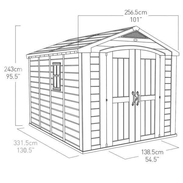 Keter 8’x11′ Factor Heavy Duty Plastic Garden Shed – Beige