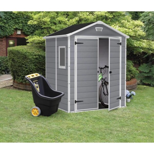 Keter 6′ x 5′ Manor Plastic Garden Storage Shed – Grey