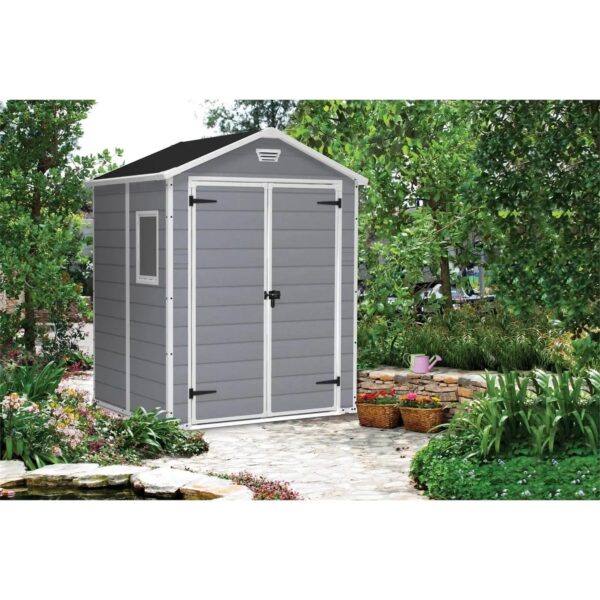 Keter 6′ x 5′ Manor Plastic Garden Storage Shed – Grey
