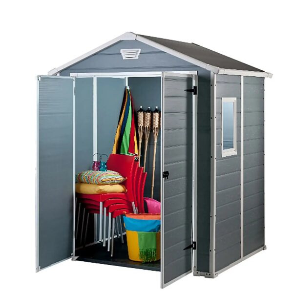 Keter 6′ x 5′ Manor Plastic Garden Storage Shed – Grey