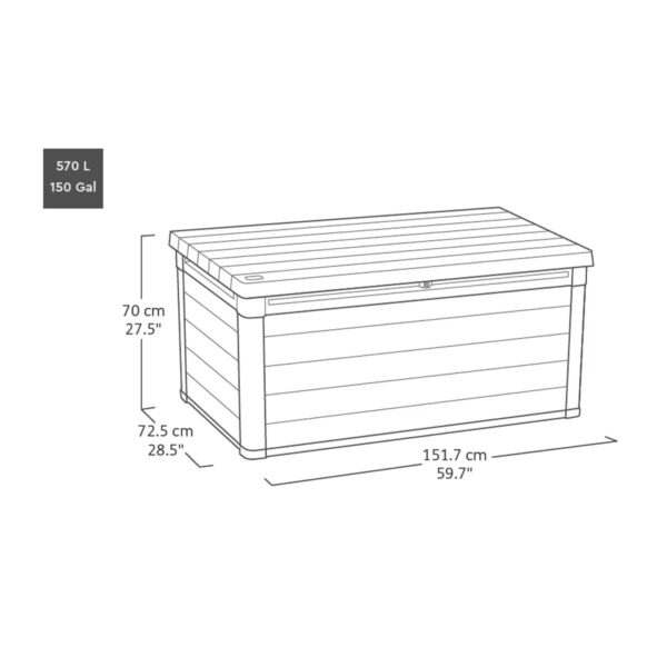 Keter Cortina 570L Plastic Storage Box – Grey