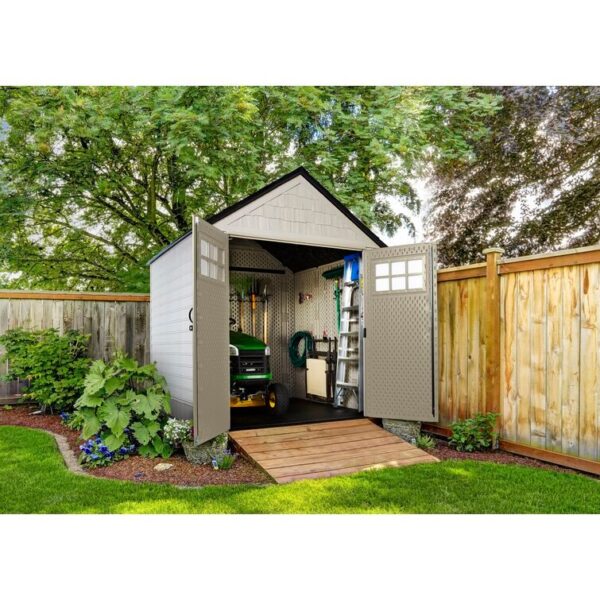 Rubbermaid 7x7 Ft Durable Weatherproof Resin Outdoor Storage Shed