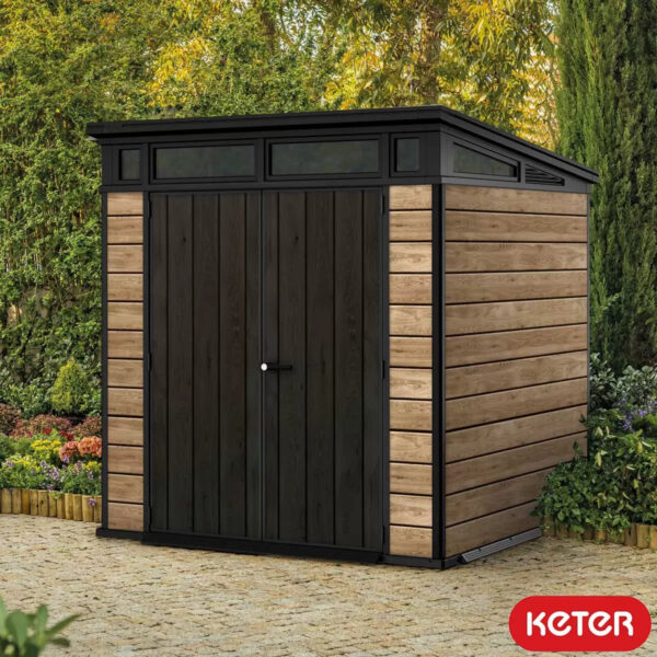 Keter 7′ x 7′ Ashwood Signature Pent Plastic Shed – Woodlook