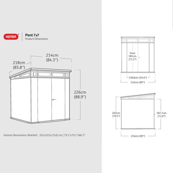 Keter 7′ x 7′ Ashwood Signature Pent Plastic Shed – Woodlook