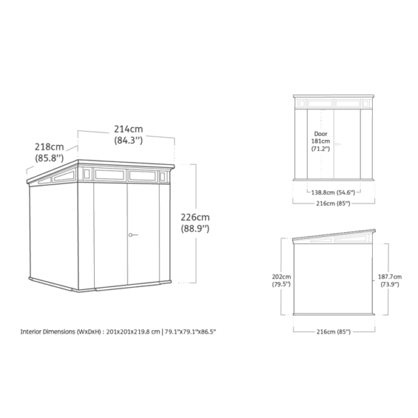 Keter 7’x 7′ Artisan Heavy Duty Plastic Pent Shed – Grey
