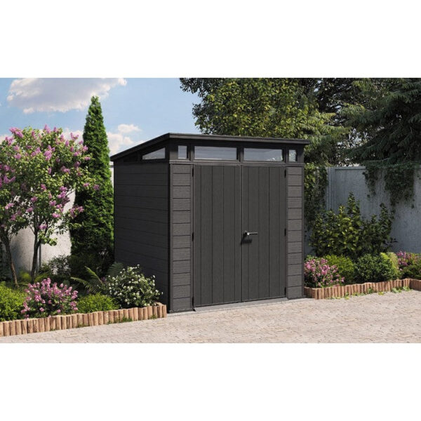 Keter 7’x 7′ Cortina Heavy Duty Plastic Pent Shed – Dark Grey