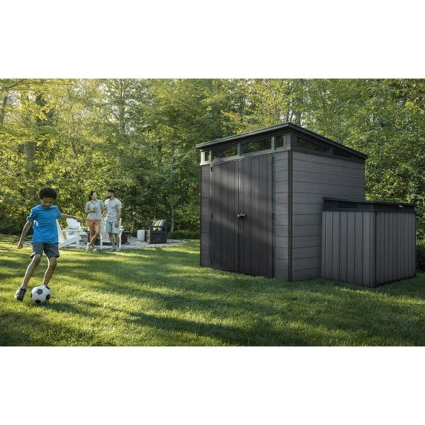 Keter 7’x 7′ Cortina Heavy Duty Plastic Pent Shed – Dark Grey