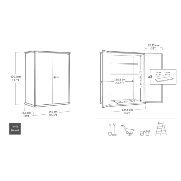 Keter 4.5′ x 2′ Walnut Signature Heavy Duty Vertical Plastic Garden Shed with Shelves – Walnut