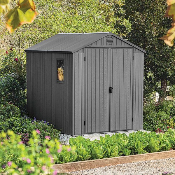 Keter 6’x8′ Darwin Heavy Duty Plastic Garden Shed –  Grey