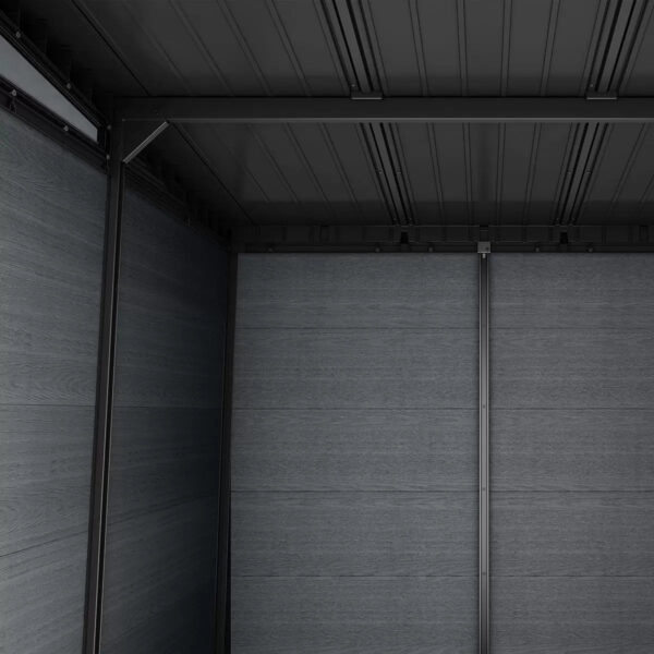 Keter 7.5′ x 7′  Newton Plus Front Entry Plastic Shed – Dark Grey
