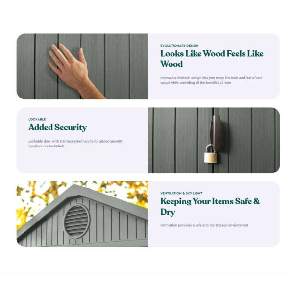 Keter 6’x8′ Darwin Heavy Duty Plastic Garden Shed –  Green