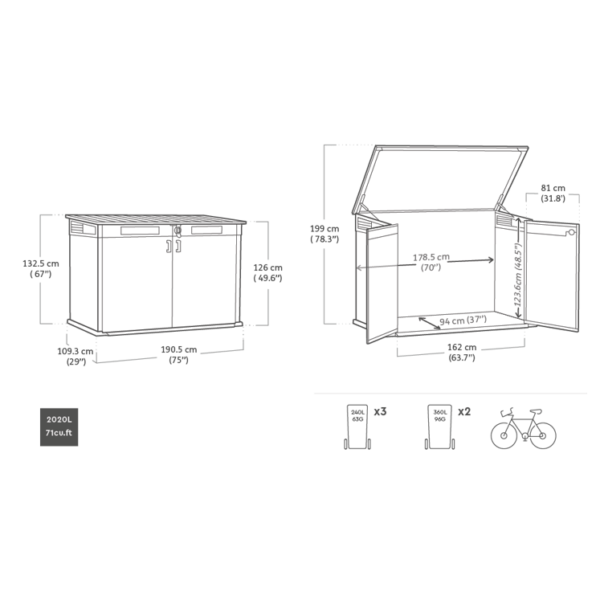 Keter 6′ x 3′ Walnut Signature Horizontal Plastic Shed – Walnut Woodlook