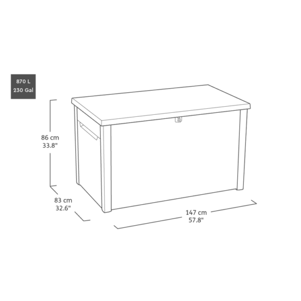Keter Java 870 Litre Plastic Storage Box - Grey