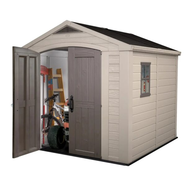 Keter 8’x8′ Factor Heavy Duty Plastic Garden Shed – Beige