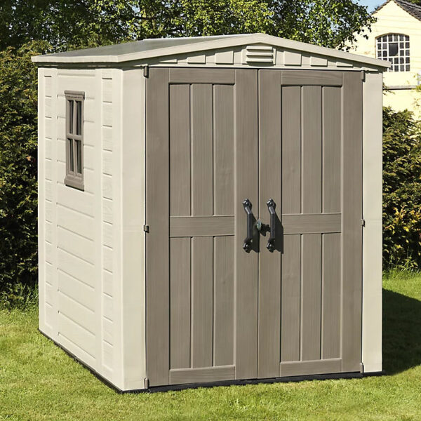 Keter 6’x6′ Factor Heavy Duty Plastic Garden Shed – Beige
