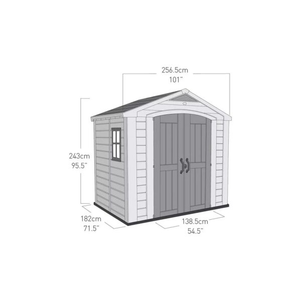 Keter 8’x6′ Factor Heavy Duty Plastic Garden Shed – Beige