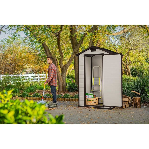 Keter 4′ x 3′ Manor Plastic Garden Storage Shed – Beige