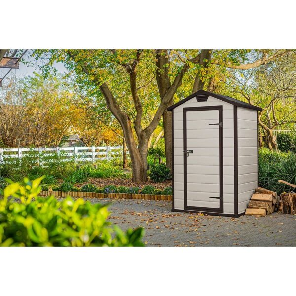 Keter 4′ x 3′ Manor Plastic Garden Storage Shed – Beige