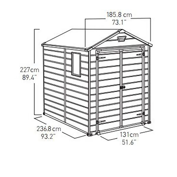 Keter 6′ x 8′ Manor Plastic Garden Storage Shed – Grey