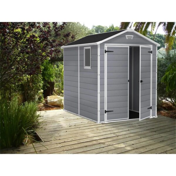 Keter 6′ x 8′ Manor Plastic Garden Storage Shed – Grey