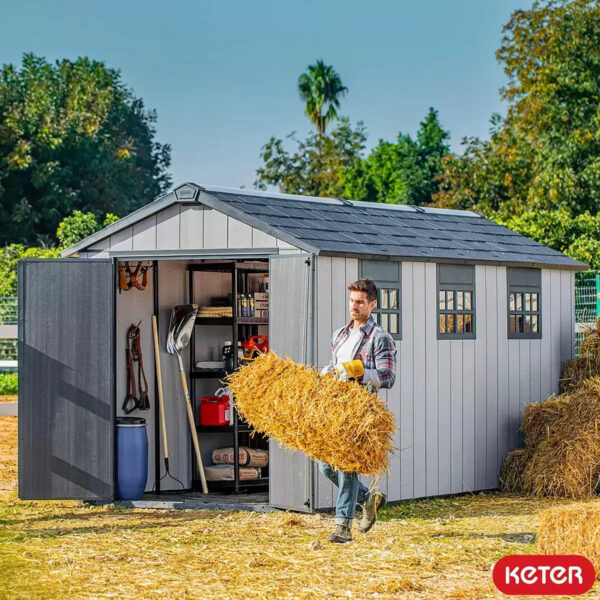 Keter 7.5′ x 15′ Oakland Heavy Duty Plastic Shed – Grey