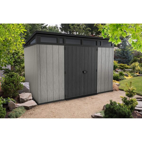 Keter 11’x 7′ Artisan Heavy Duty Plastic Pent Shed – Grey