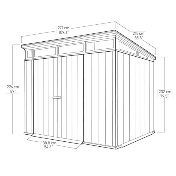 Keter 9’x 7′ Artisan Heavy Duty Plastic Pent Shed – Grey
