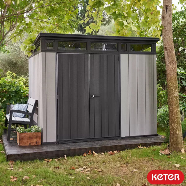 Keter 9’x 7′ Artisan Heavy Duty Plastic Pent Shed – Grey
