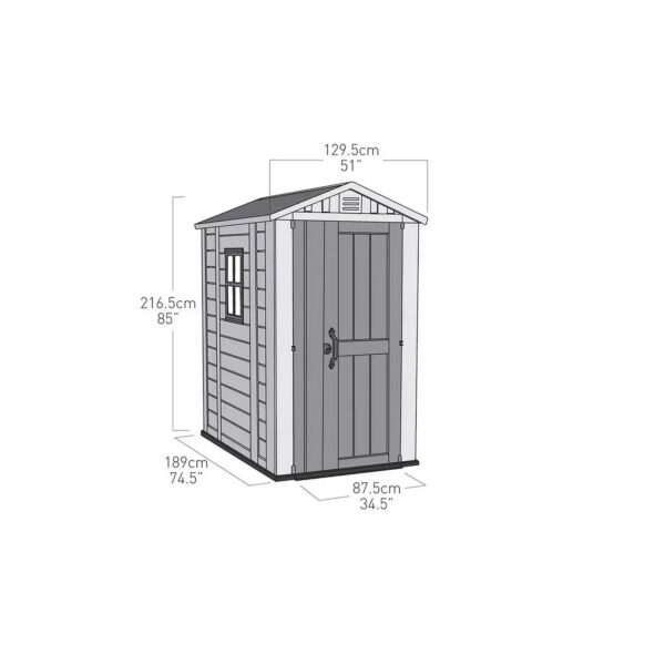 Keter 4’x6′ Factor Heavy Duty Plastic Garden Shed – Beige