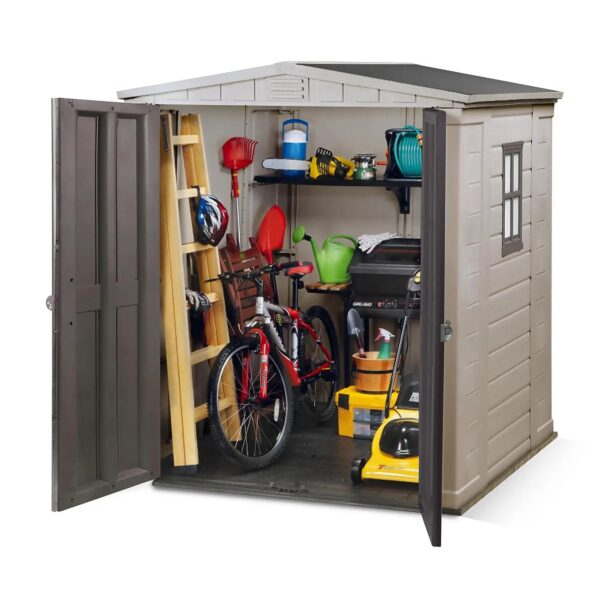 Keter 6’x6′ Factor Heavy Duty Plastic Garden Shed – Beige