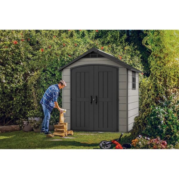Keter 7.5’x7′ Premier Heavy Duty Plastic Shed – Grey