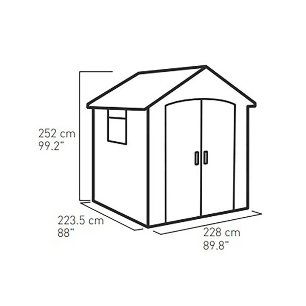 Keter 7.5’x7′ Premier Heavy Duty Plastic Shed – Grey
