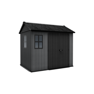 Keter 9’x7.5′ Newton Plus Side Entry Plastic Shed – Dark Grey