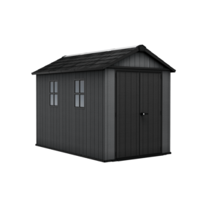 Keter 7.5’x11′ Newton Plus Front Entry Plastic Shed – Dark Grey