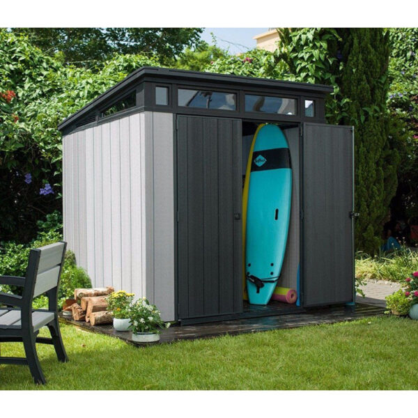 Keter 7’x 7′ Artisan Heavy Duty Plastic Pent Shed – Grey