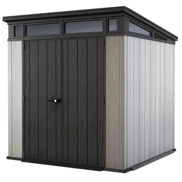 Keter 7’x 7′ Artisan Heavy Duty Plastic Pent Shed – Grey