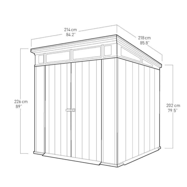 Keter 7’x 7′ Artisan Heavy Duty Plastic Pent Shed – Grey