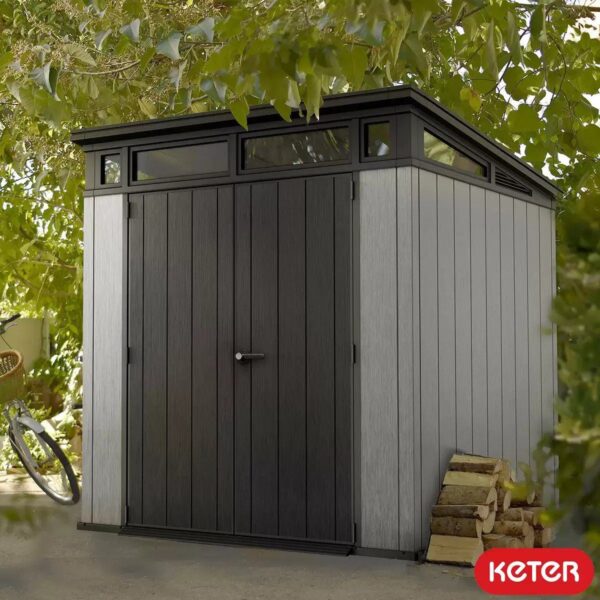 Keter 7’x 7′ Artisan Heavy Duty Plastic Pent Shed – Grey