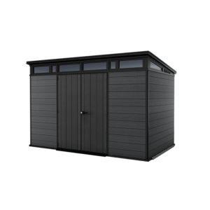 Keter 11’x 7′ Cortina Heavy Duty Plastic Pent Shed – Dark Grey