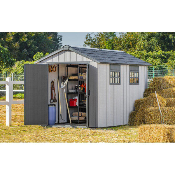 Keter 7.5′ x 11′ Oakland Heavy Duty Plastic Shed – Grey