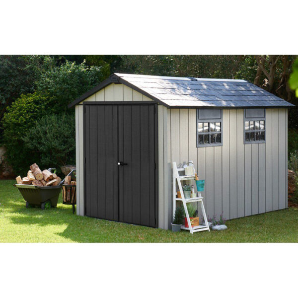 Keter 7.5′ x 11′ Oakland Heavy Duty Plastic Shed – Grey
