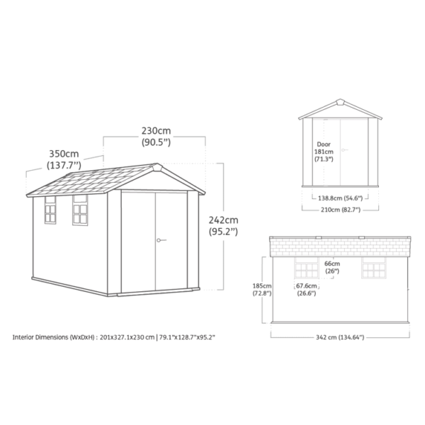 Keter 7.5′ x 11′ Oakland Heavy Duty Plastic Shed – Grey