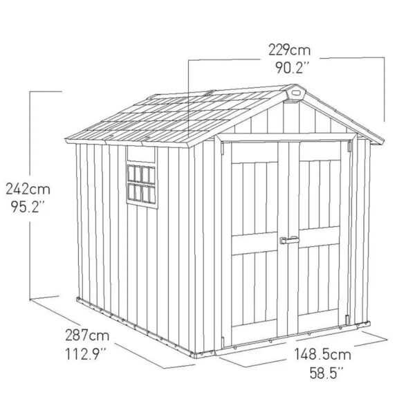Keter 7.5′ x 9′ Oakland Heavy Duty Plastic Shed – Grey