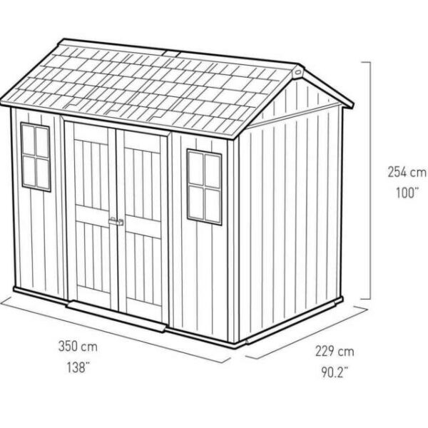 Keter 11’x 7.5′ Oakland Heavy Duty Plastic Shed – Grey Single Entrance