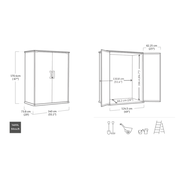 Keter Premier 4′ x 2′ Tall Plastic Storage Unit