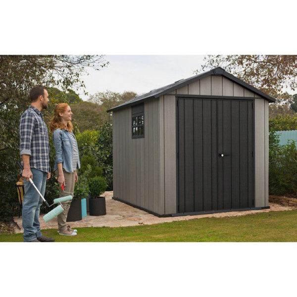 Keter 7.5′ x 9′ Oakland Heavy Duty Plastic Shed – Grey